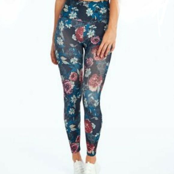 Bally Pants - Bally Blue Ivy Floral Slimtek Ankle Leggings NWT